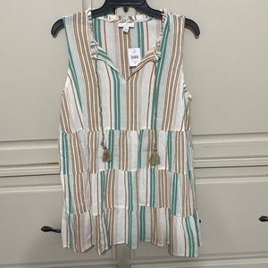 JJill Sleeveless Striped Tiered Top